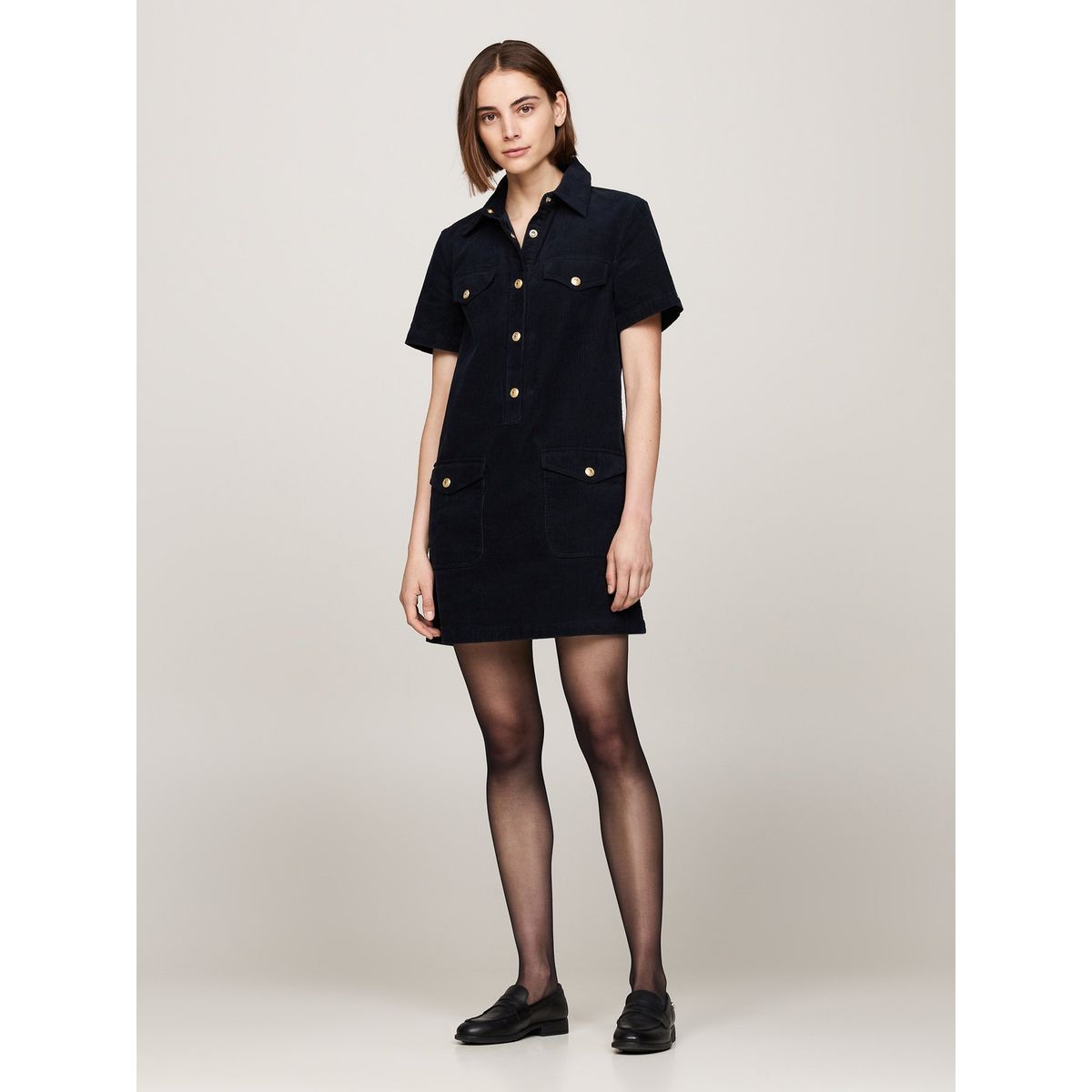 TOMMY HILFIGER - Vestido azul corto de manga corta Tommy Hilfiger