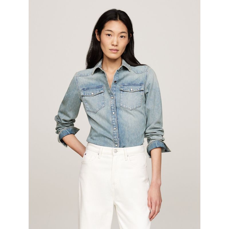 TOMMY HILFIGER - Camisa azul denim manga larga Tommy Hilfiger