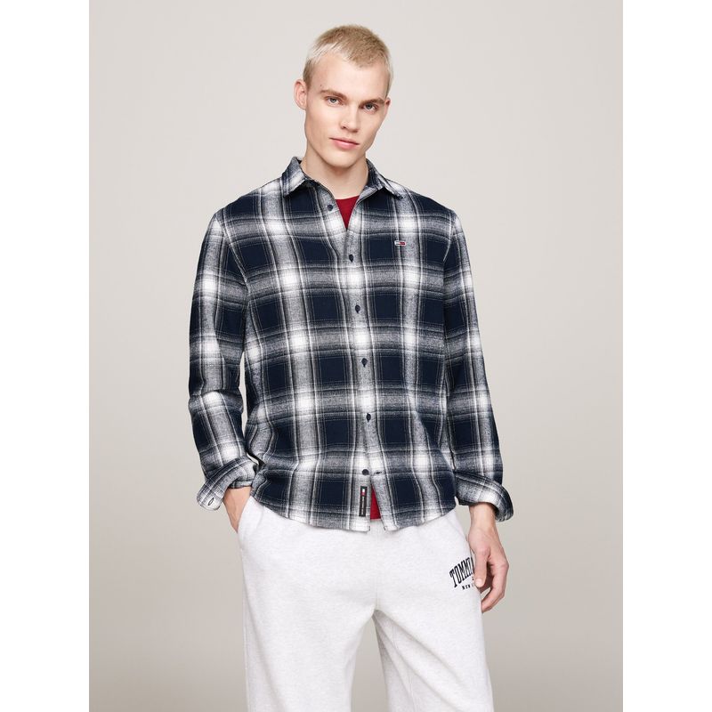 TOMMY HILFIGER - Camisa Azul De Cuadros Amplia Tommy Jeans