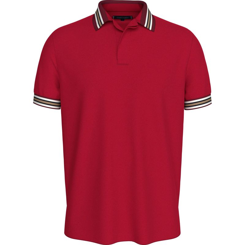 TOMMY HILFIGER - Polo rojo de corte regular con cuello a contraste Tommy Hilfiger