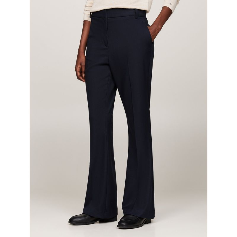 TOMMY HILFIGER - Pantalón azul acampanado con logo esmaltado Tommy Hilfiger