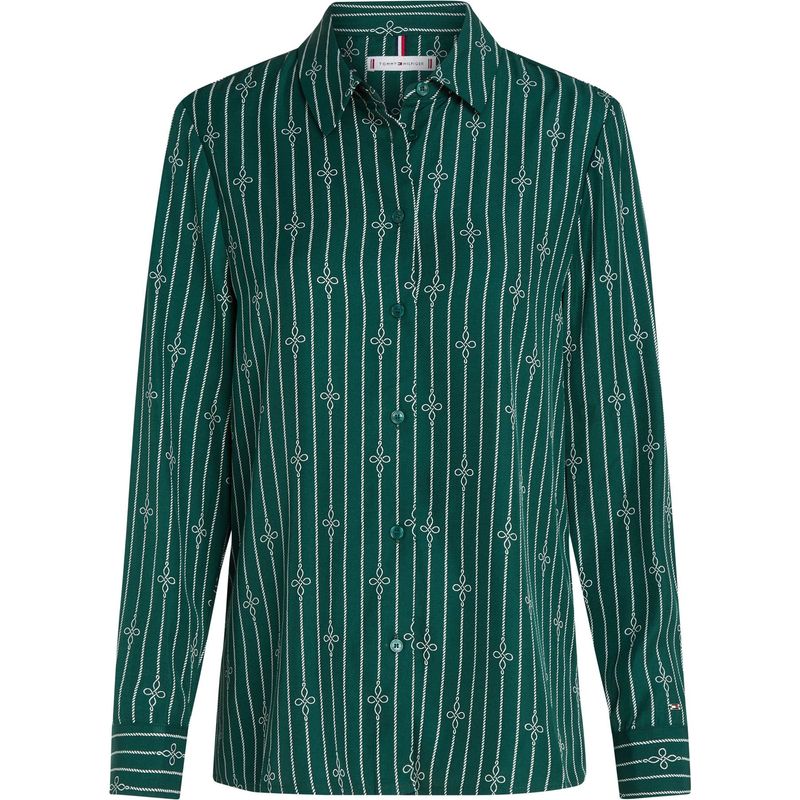 TOMMY HILFIGER - Camisa verde de rayas estilo cuerda Tommy Hilfiger