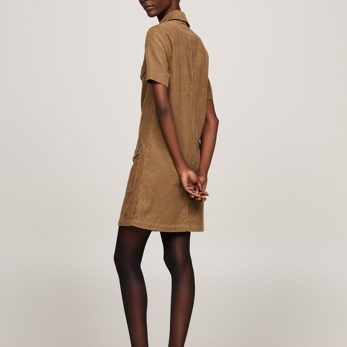 TOMMY HILFIGER - Vestido beige corto de manga corta Tommy Hilfiger