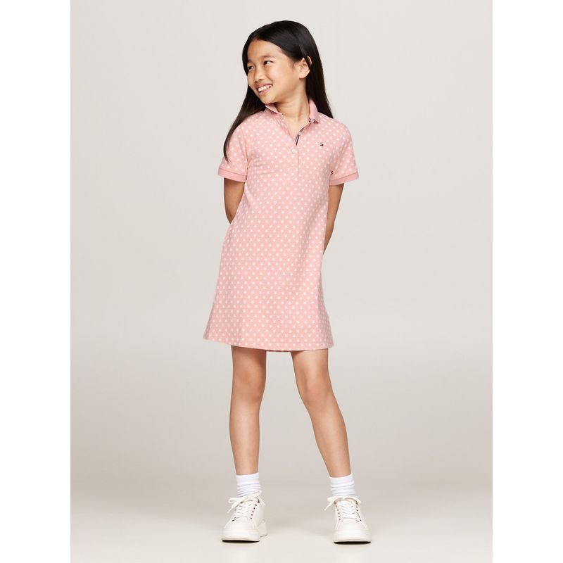TOMMY HILFIGER - Vestido Rosado Niña Tipo Polo Estampado De Estrellas Tommy Hilfiger