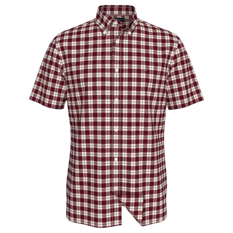 TOMMY HILFIGER - Camisa De Algodón Con Cuadros Vinotintos Tommy Hilfiger
