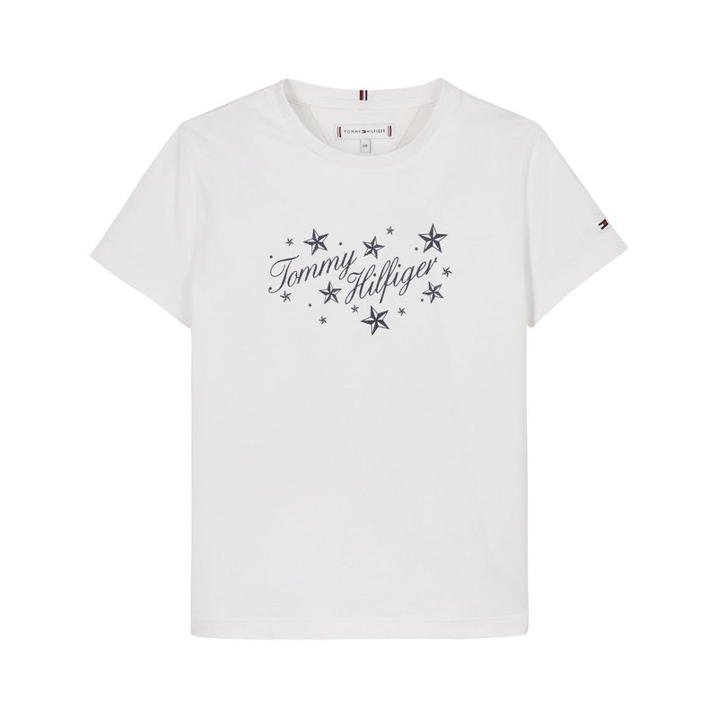 TOMMY HILFIGER - Camiseta Blanca con logo script Para Niña Tommy Hilfiger