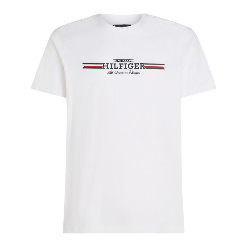 TOMMY HILFIGER - Camiseta Blanca Con Logo En El Pecho Tommy Hilfiger