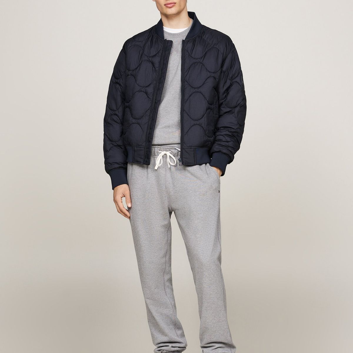 TOMMY HILFIGER - Joggers gris de felpa con bajo elástico Tommy Hilfiger
