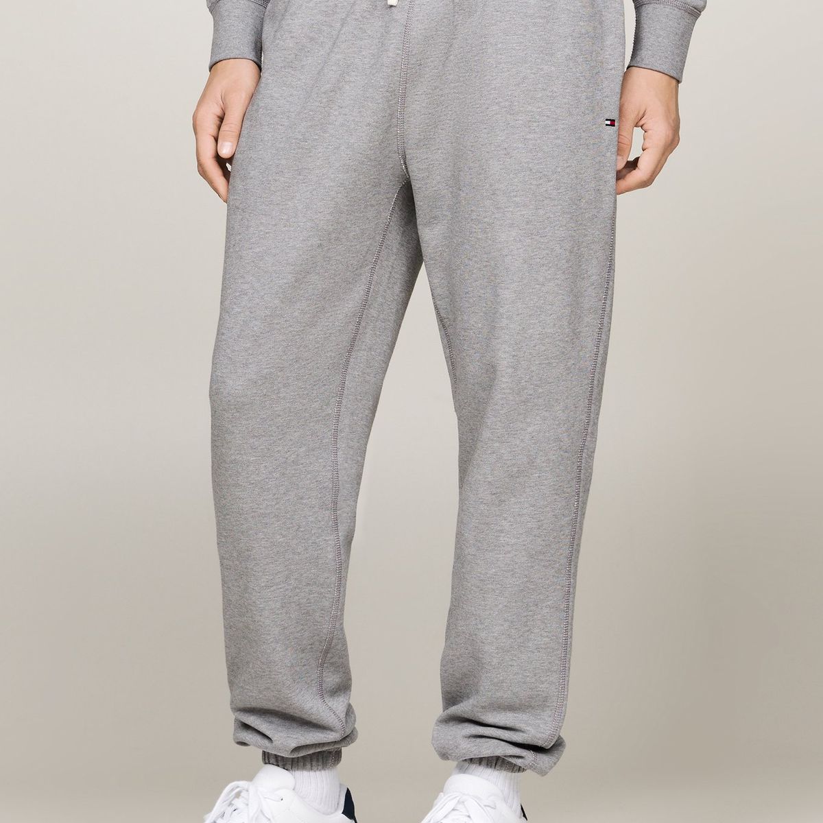 TOMMY HILFIGER - Joggers gris de felpa con bajo elástico Tommy Hilfiger