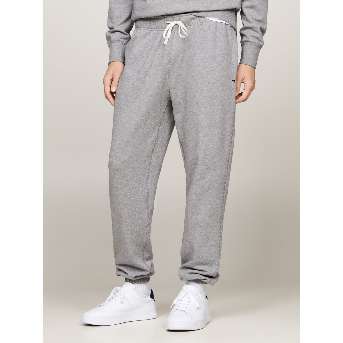 TOMMY HILFIGER - Joggers gris de felpa con bajo elástico Tommy Hilfiger