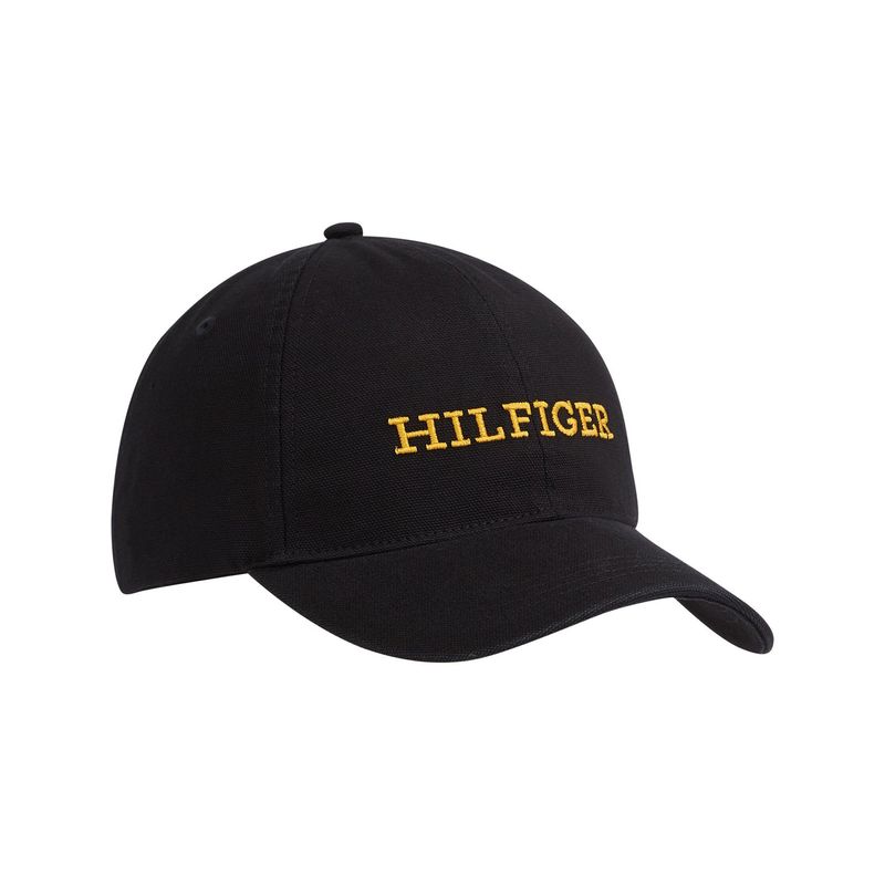 TOMMY HILFIGER - Gorra negra de béisbol con seis paneles y logo Tommy Hilfiger
