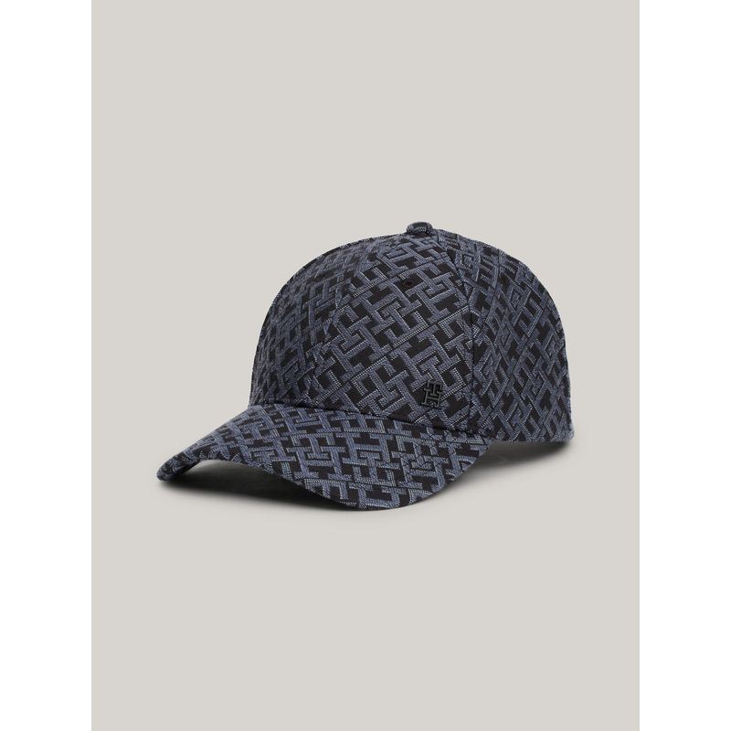 TOMMY HILFIGER - Gorra negra de béisbol con seis paneles y monograma Tommy Hilfiger