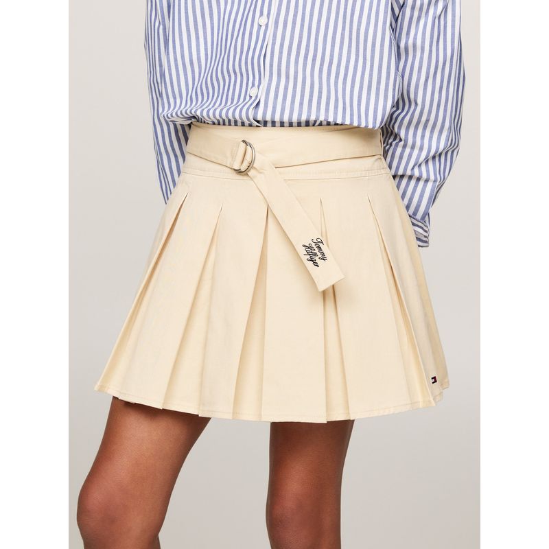 TOMMY HILFIGER - Falda Amarillo Niña De Algodón Con Cinturón Anudable Tommy Hilfiger