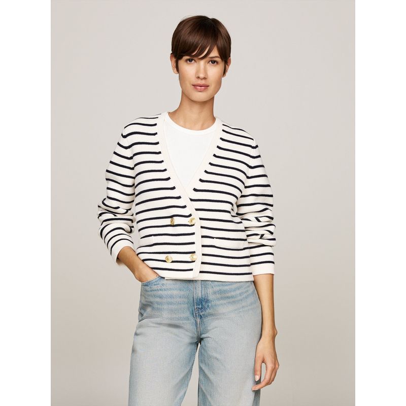 TOMMY HILFIGER - Cárdigan blanco de rayas marineras Tommy Hilfiger