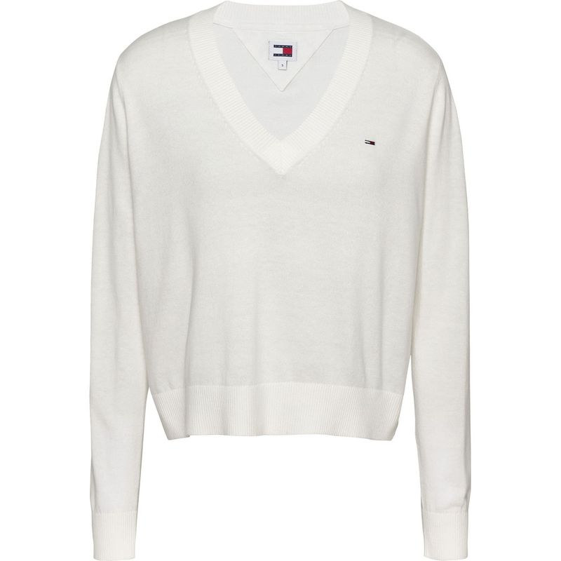 TOMMY HILFIGER - Saco blanco con cuello en v Tommy Jeans