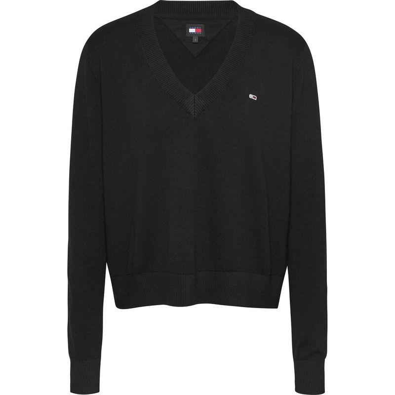 TOMMY HILFIGER - Saco negro con cuello en v Tommy Jeans