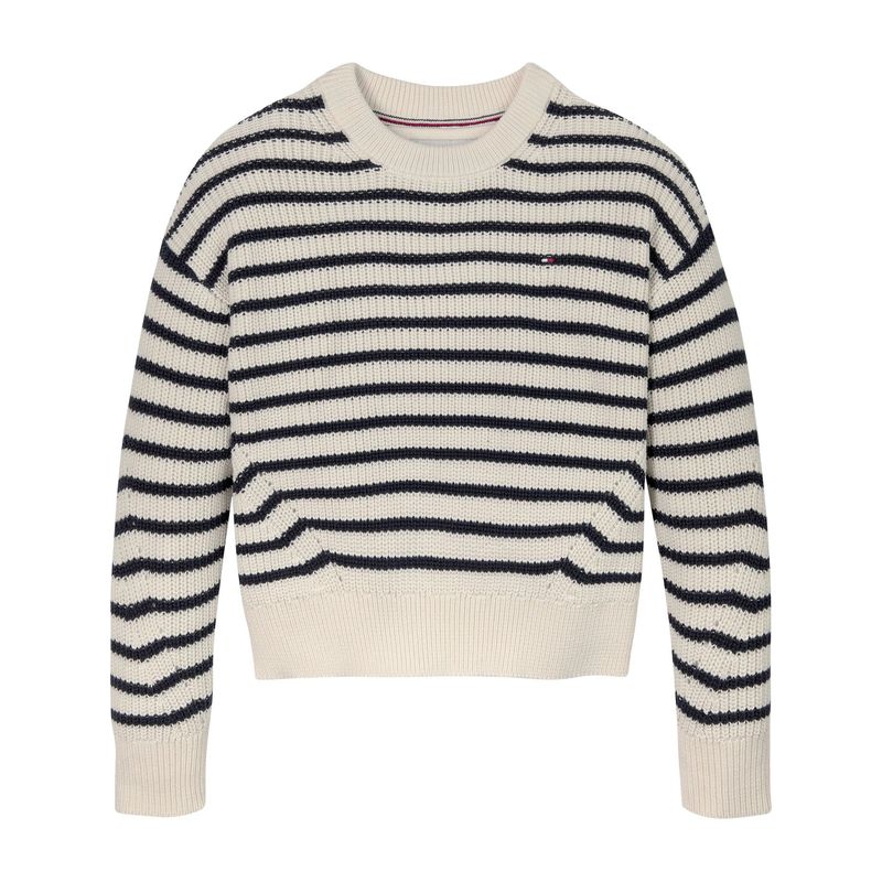 TOMMY HILFIGER - Saco Tejido Essential De Rayas Azul Para Niña Tommy Hilfiger