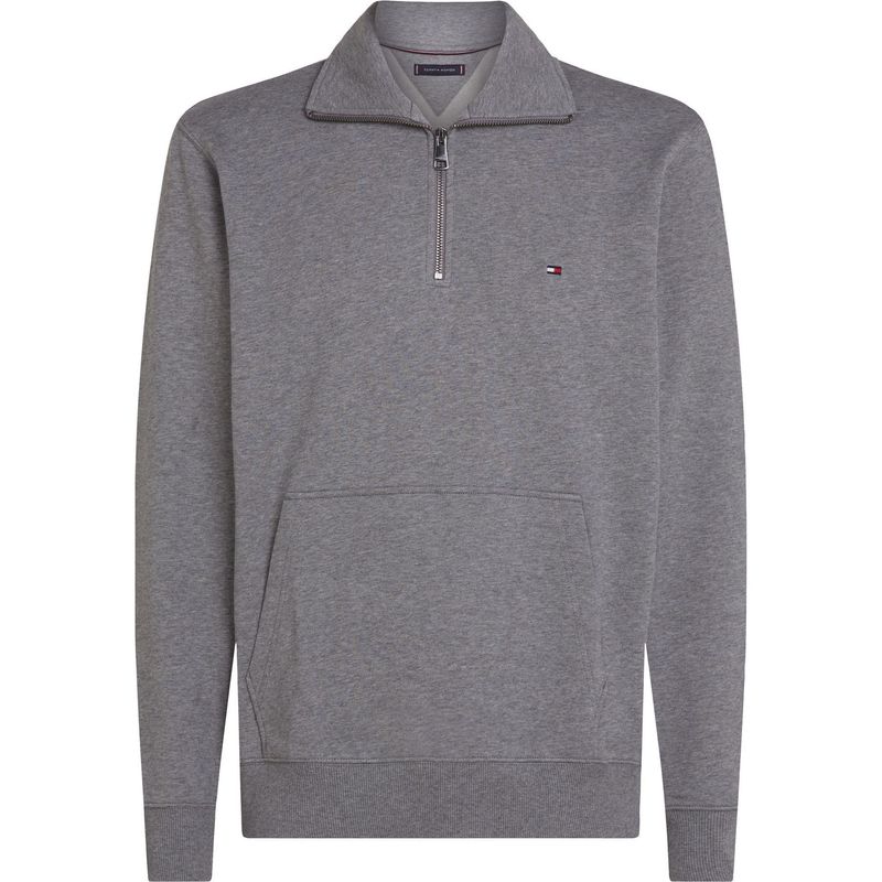 TOMMY HILFIGER - Saco gris de felpa con cremallera de un cuarto Tommy Hilfiger