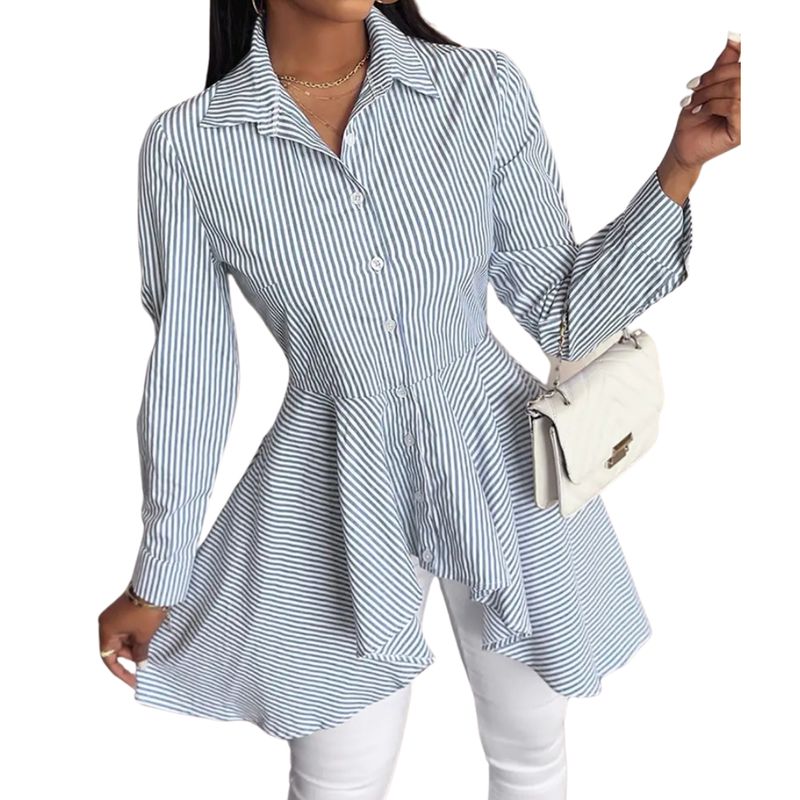 YURELKSHOP - BLUSA CAMISERA MANGA LARGA COLA PATO