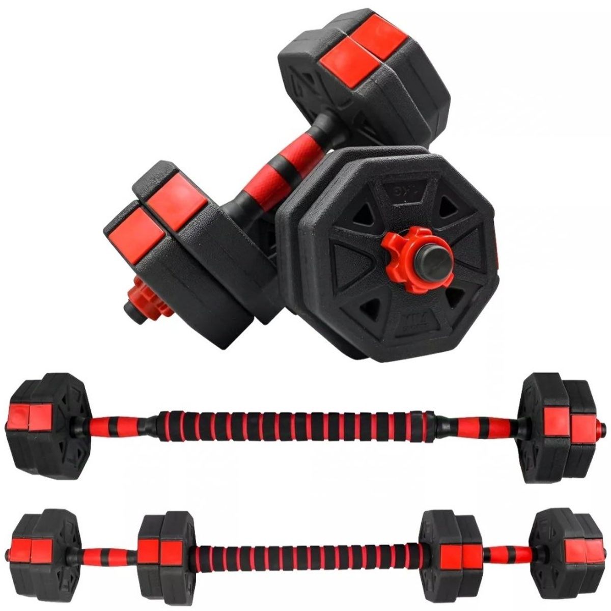 GENERICO - Set Kit Pesas Mancuernas  15 kg  Ajustables  Termoforradas