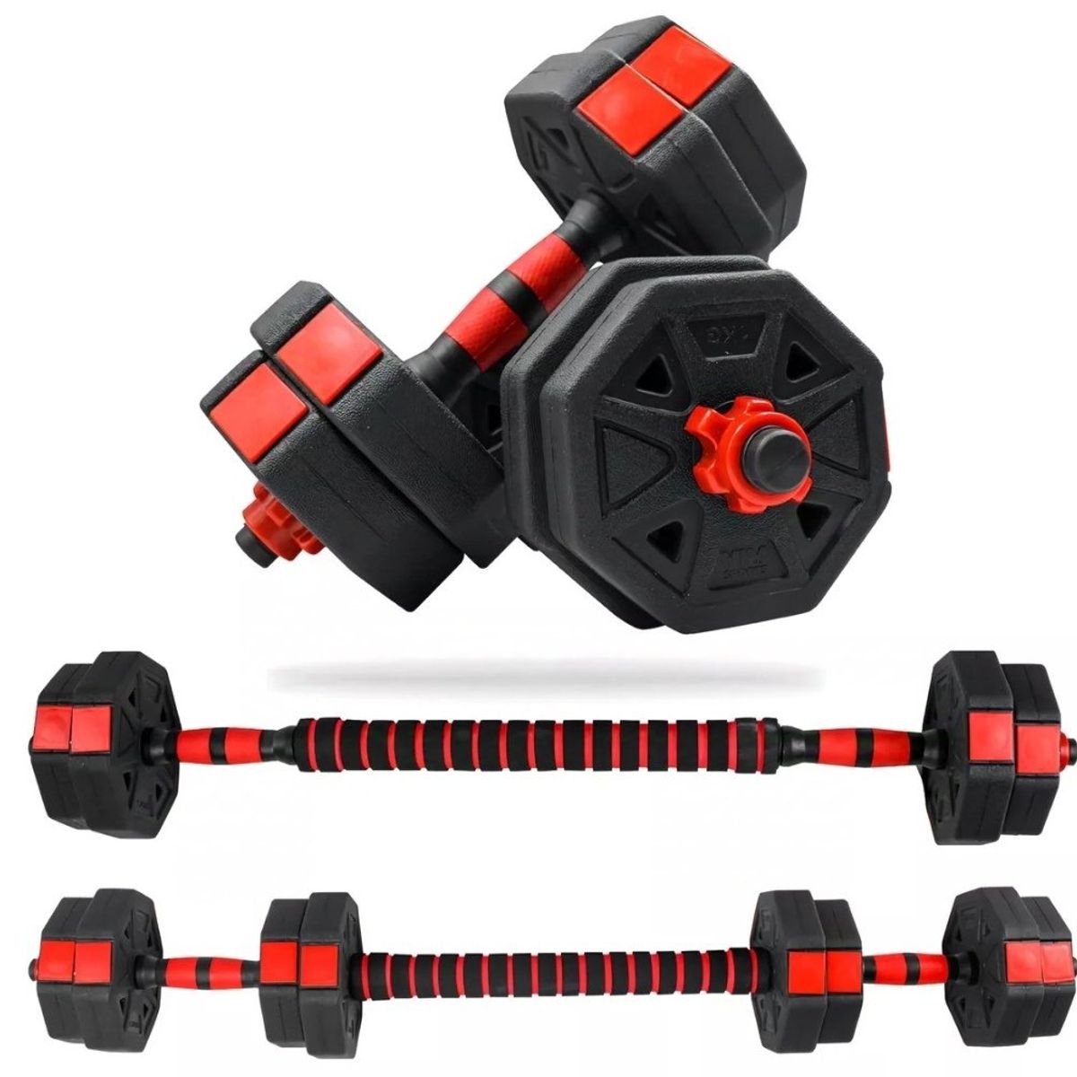GENERICO - Set Kit Pesas Mancuernas  15 kg  Ajustables  Termoforradas