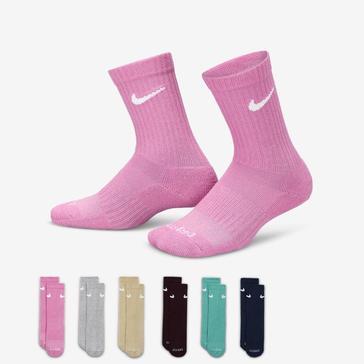 NIKE - MEDIAS NIKE NIÑO DRI-FIT BASIC CREW 6 PARES RN0019-ACG 14-16 cm