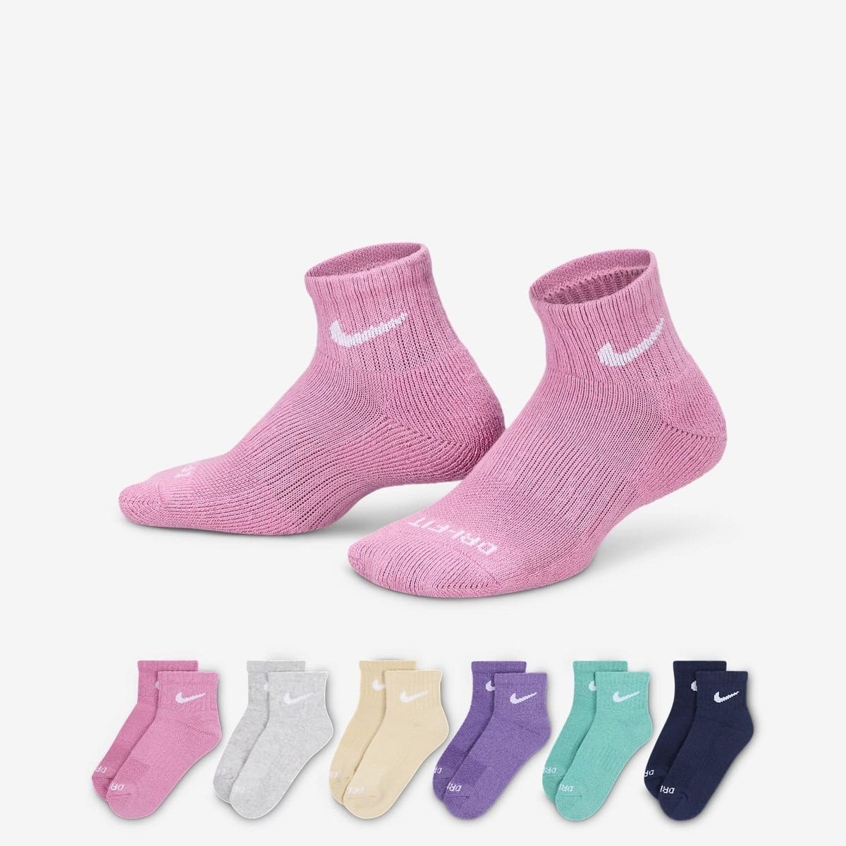 NIKE - MEDIAS NIKE NIÑO DRI-FIT BASIC CREW 6 PARES UN0018-ACG 16.7-21.8 cm