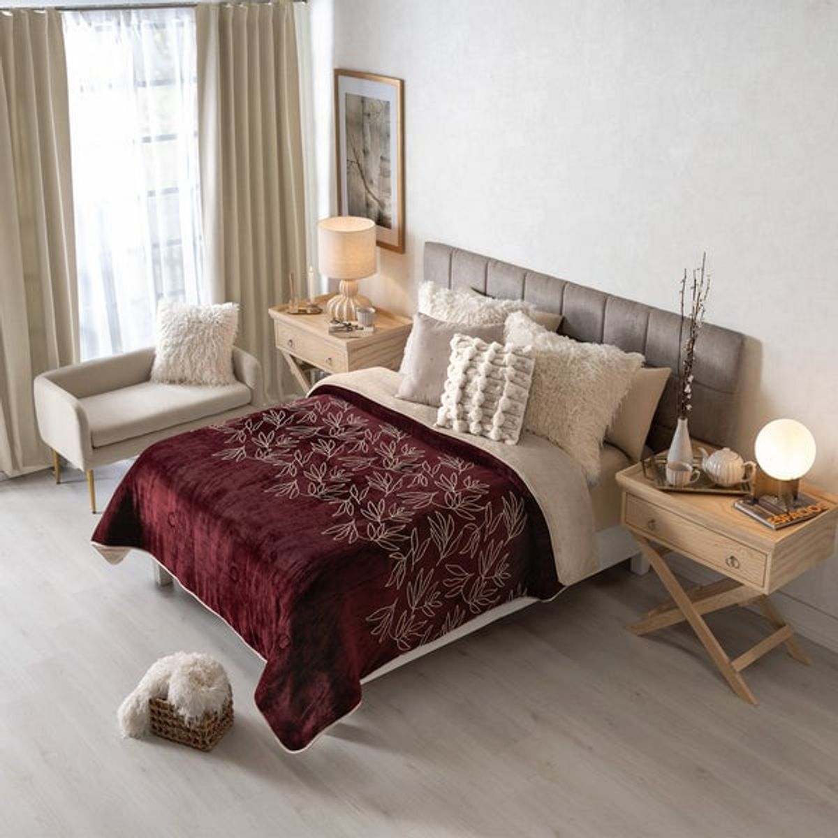 VIANNEY - Cobija Austral Merlot talla King Textura suave - Vianney