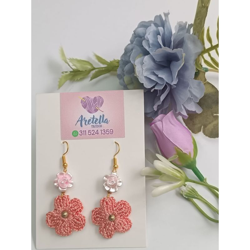 GENERICO - Aretes Tejidos en Crochet  flor palorosa