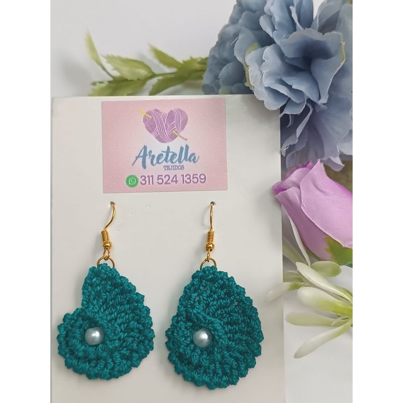 GENERICO - Aretes Tejidos en Crochet caracol verde