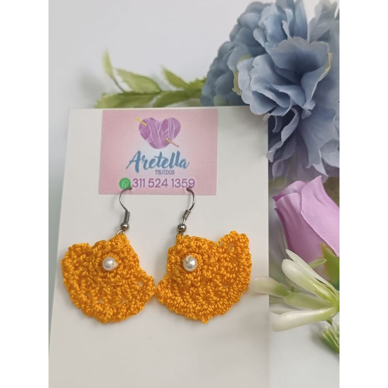 GENERICO - Aretes Tejidos en Crochet abanico sencillo
