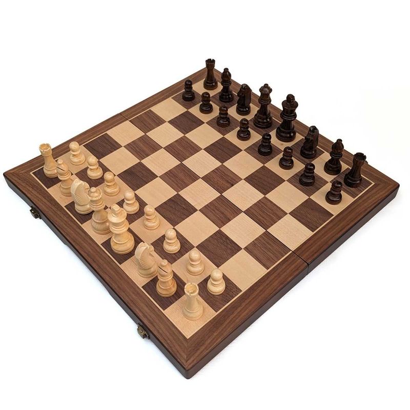 GENERICO - Juego Ajedrez Madera Tablero 40x40 Cm Grande Plegable
