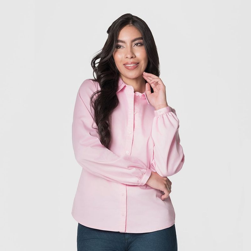 LEC LEE - Blusa cuello camisero rosada