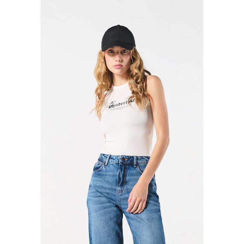 KOAJ - KOAJ Camiseta femenina manga sisa con estampado en frente MUJER