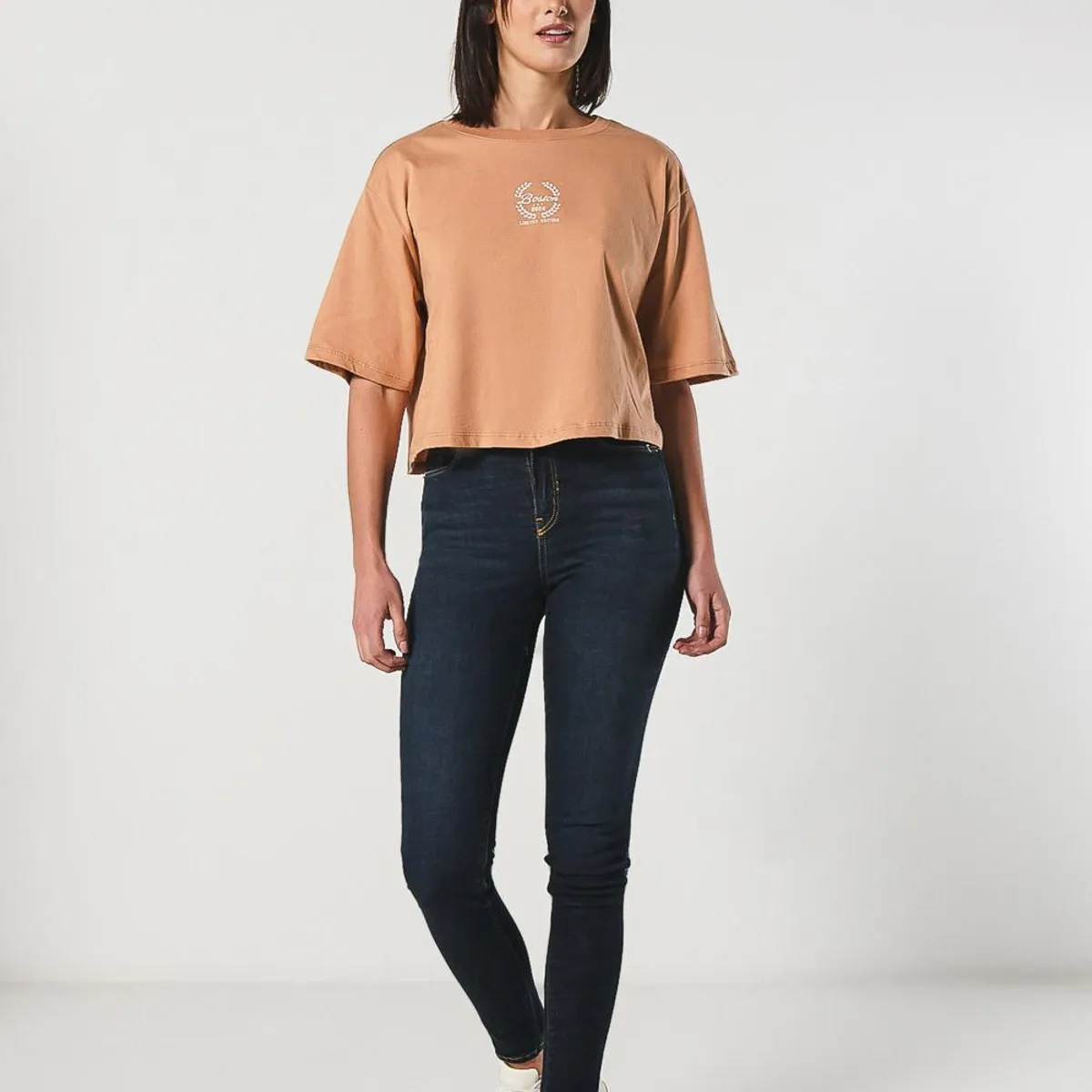 KOAJ - KOAJ Camiseta oversize crop top unicolor con arte college Mujer
