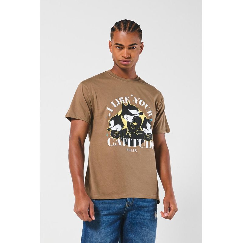 KOAJ - KOAJ Camiseta manga corta con estampado en frente de Felix The HOMBRE