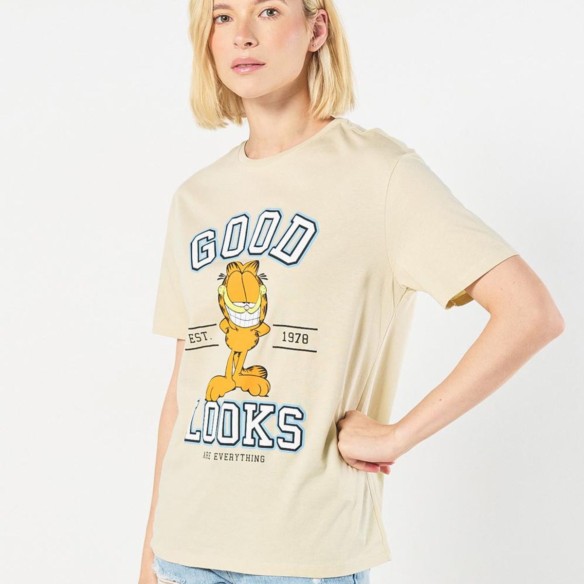 KOAJ - KOAJ Camiseta unicolor para mujer manga corta estampada en f Mujer