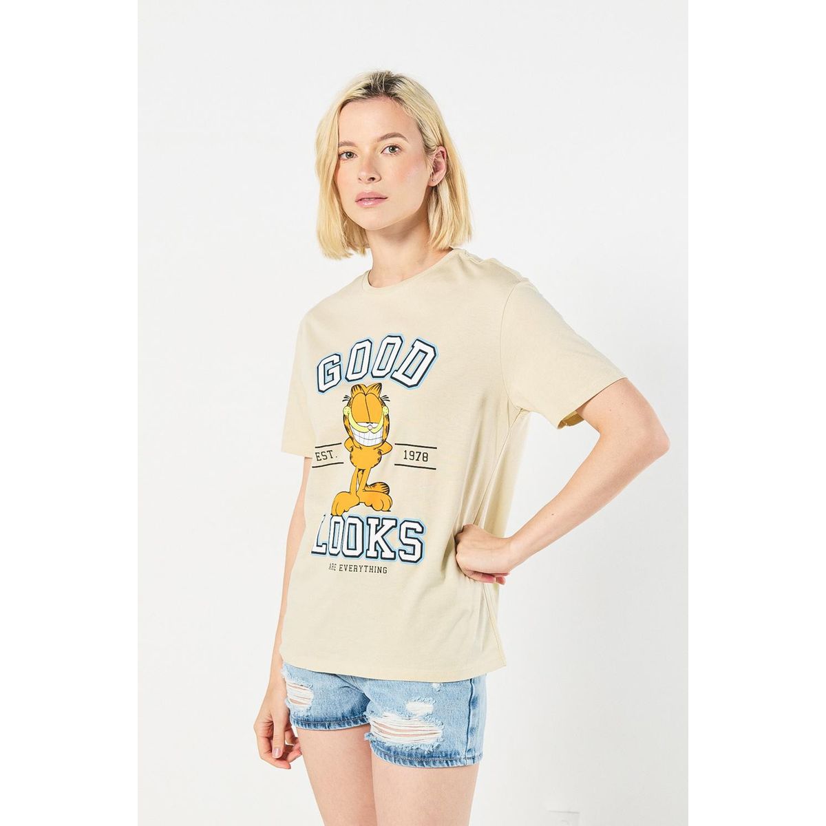 KOAJ - KOAJ Camiseta unicolor para mujer manga corta estampada en f Mujer