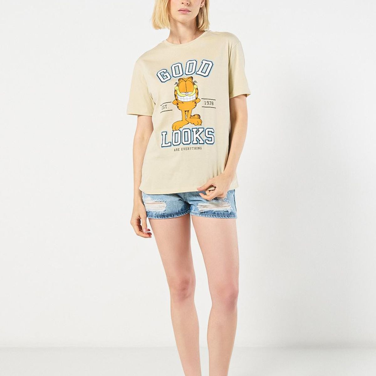 KOAJ - KOAJ Camiseta unicolor para mujer manga corta estampada en f Mujer