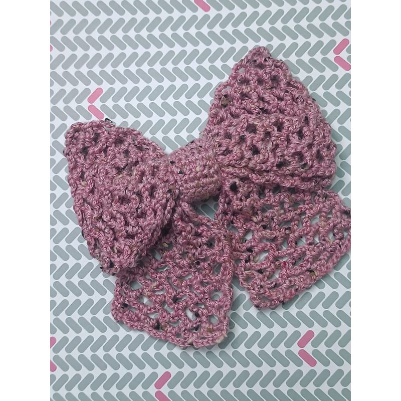 GENERICO - Moño para el cabello tejido en crochet rosa grande
