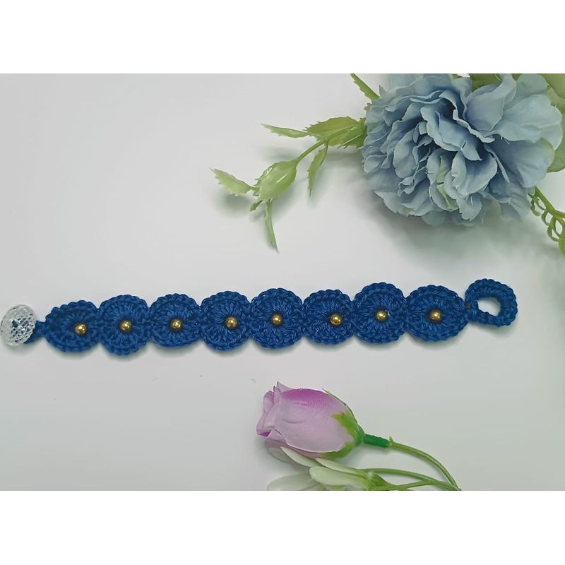 GENERICO - Pulsera tejida en crochet azul rey