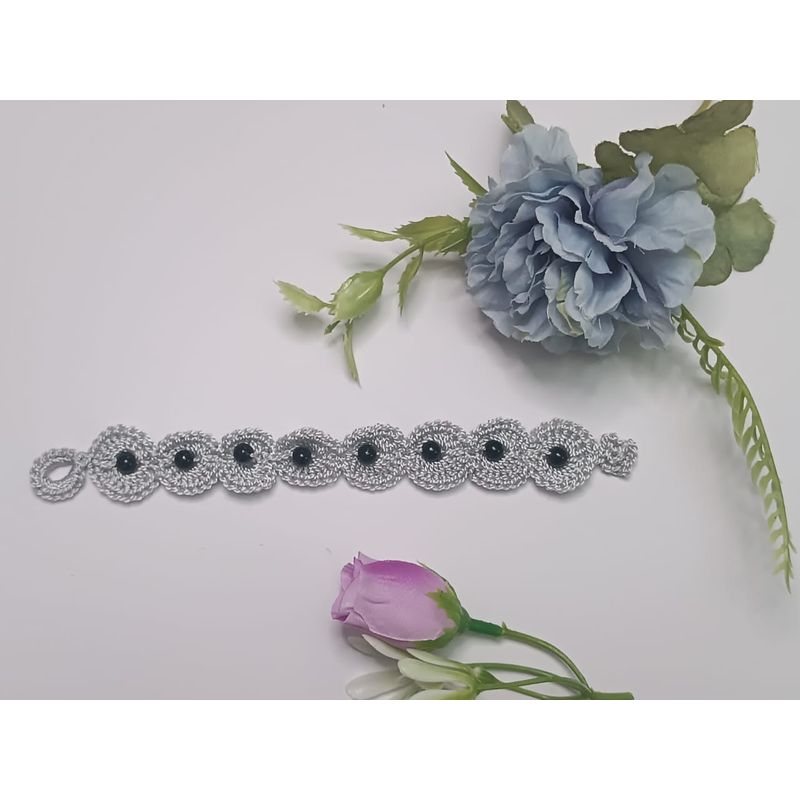 GENERICO - Pulsera tejida en crochet Gris
