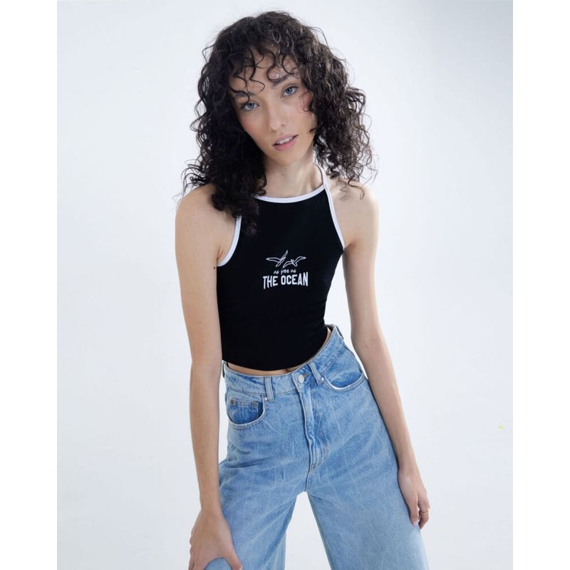 SEVEN SEVEN - Crop Top Para Mujer Manga Sisa Color Negro Marca Seven Seven #28095751