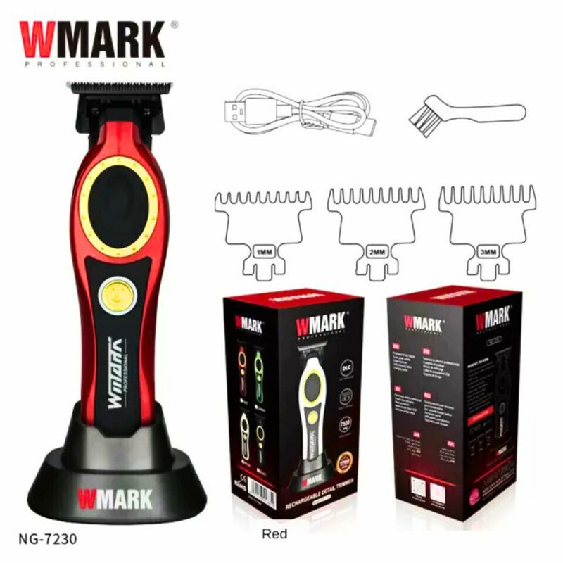 GENERICO - Maquina Patillera De Corte Peluquería Profesional Wmark NG-7230 Roja