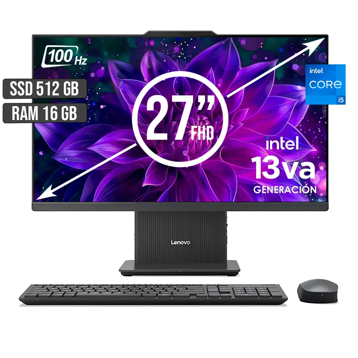 LENOVO - TODO EN UNO LENOVO INTEL CORE I5-13420H SSD 512GB RAM 16GB LED 27 FULL HD 100Hz