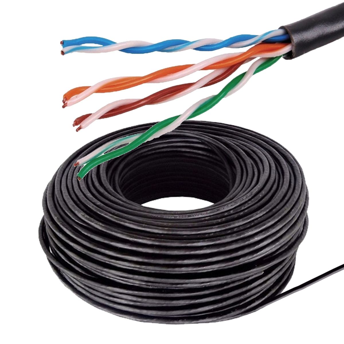 MIOKEE - CABLE UTP CATEGORIA 6 100% COBRE CARRETE 100 METROS EXTERIOR NEGRO