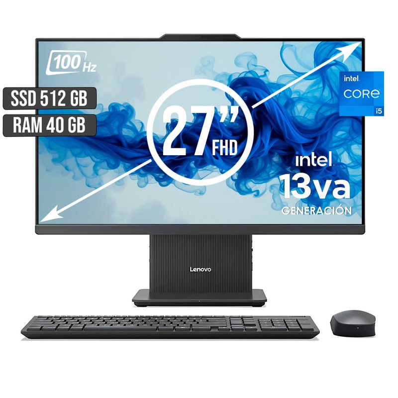 LENOVO - TODO EN UNO LENOVO INTEL CORE I5-13420H SSD 512GB RAM 40GB LED 27 FULL HD 100Hz
