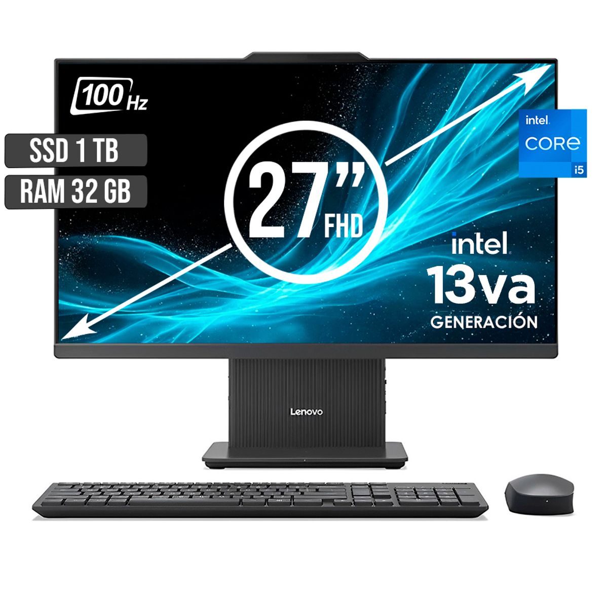LENOVO - TODO EN UNO LENOVO INTEL CORE I5-13420H SSD 1TB RAM 32GB LED 27 FULL HD 100Hz