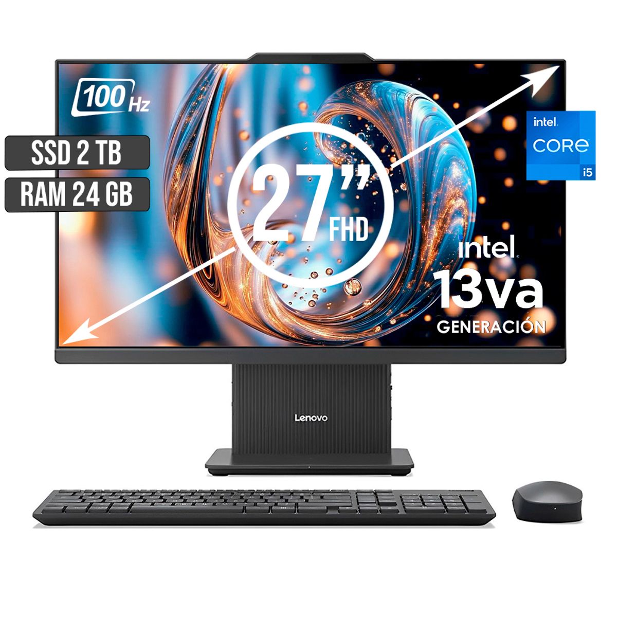 LENOVO - TODO EN UNO LENOVO INTEL CORE I5-13420H SSD 2TB RAM 24GB LED 27 FULL HD 100Hz