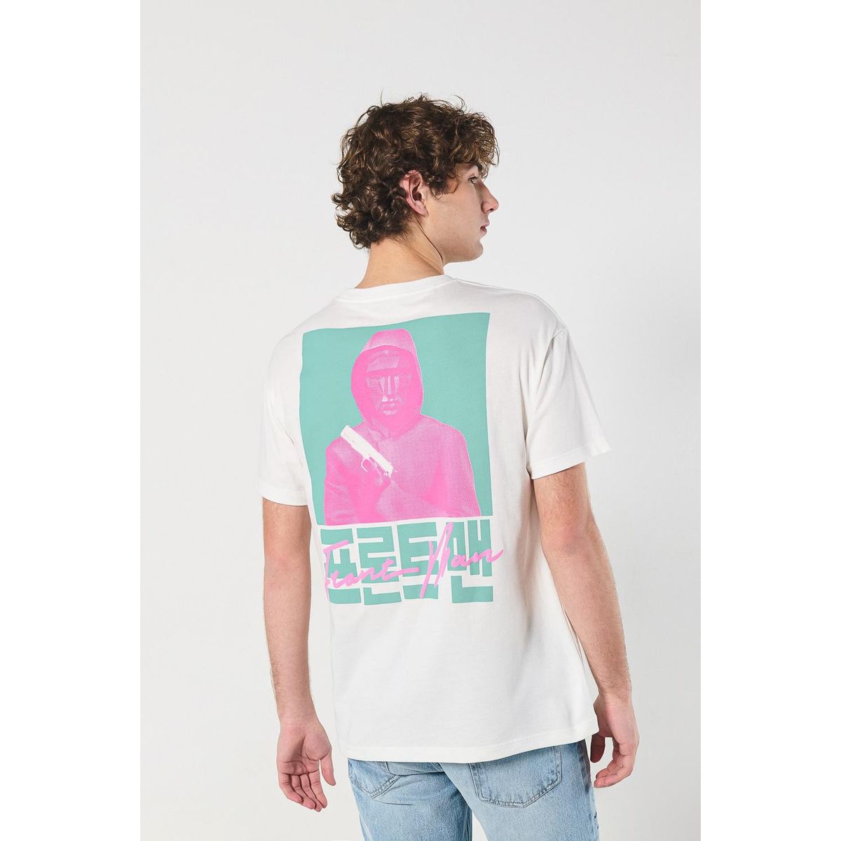 KOAJ - KOAJ Camiseta crema clara manga corta de Squid Game Hombre